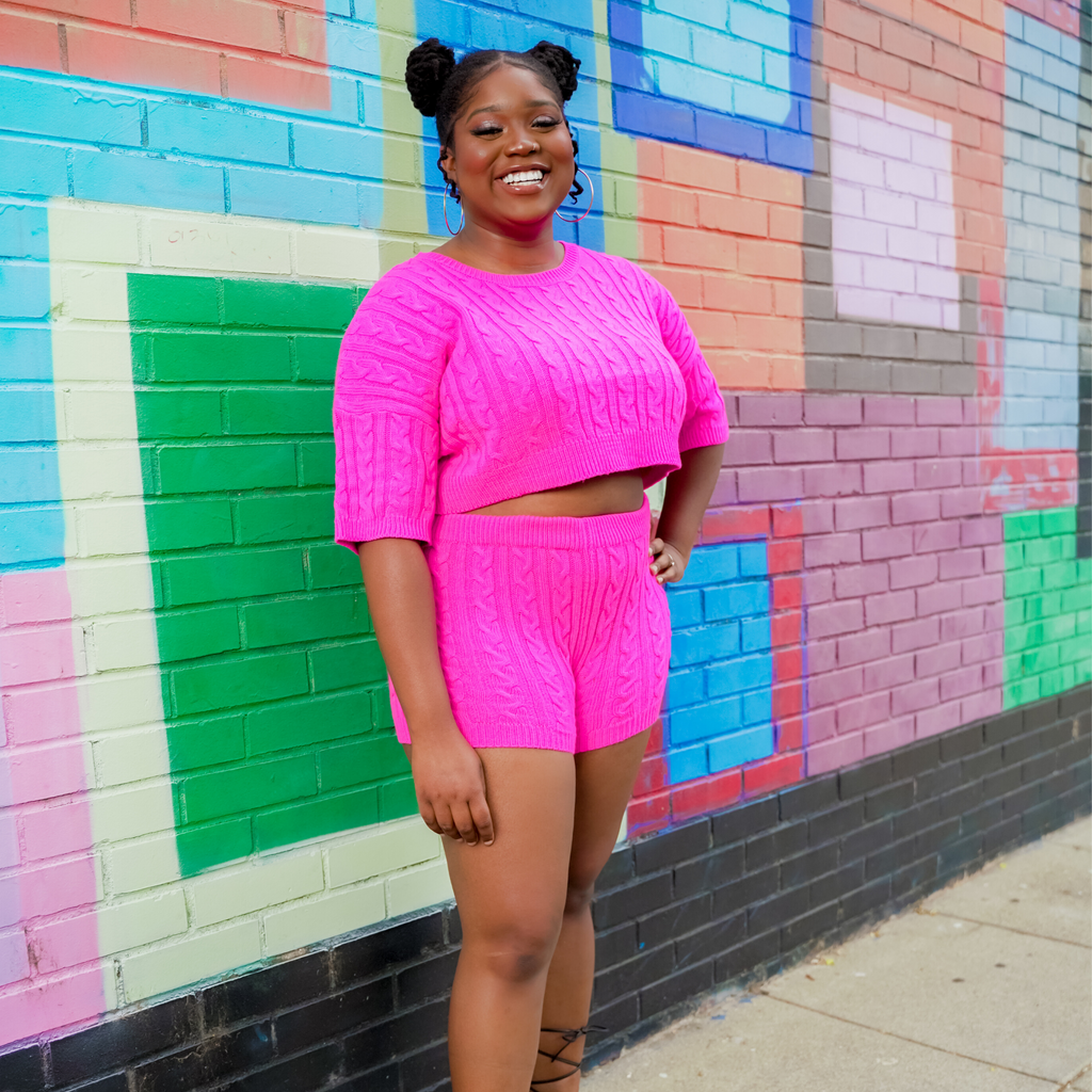 Quarantine & Chill Pink Short Set
